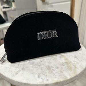Dior Black Costmetic Pouch with Silver Logo